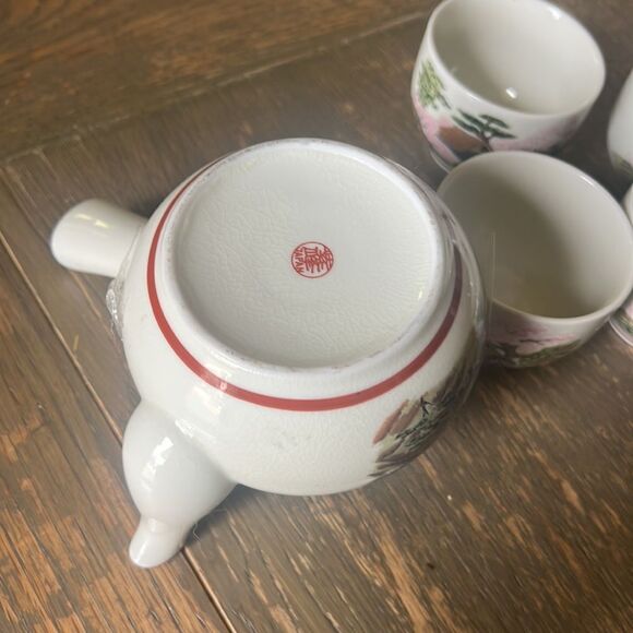 Japanese Tea Set 6 piece Teapot Cups Cherry Blossom - Picture 6 of 8